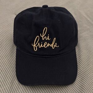 Navy 'hi friends' Embroidered Cap